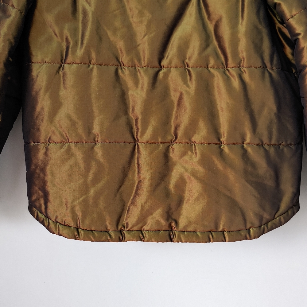 CHANEL Vintage Iridescent Silk Puffer Jacket Metallic Green FR 36 - Picture 12 of 16